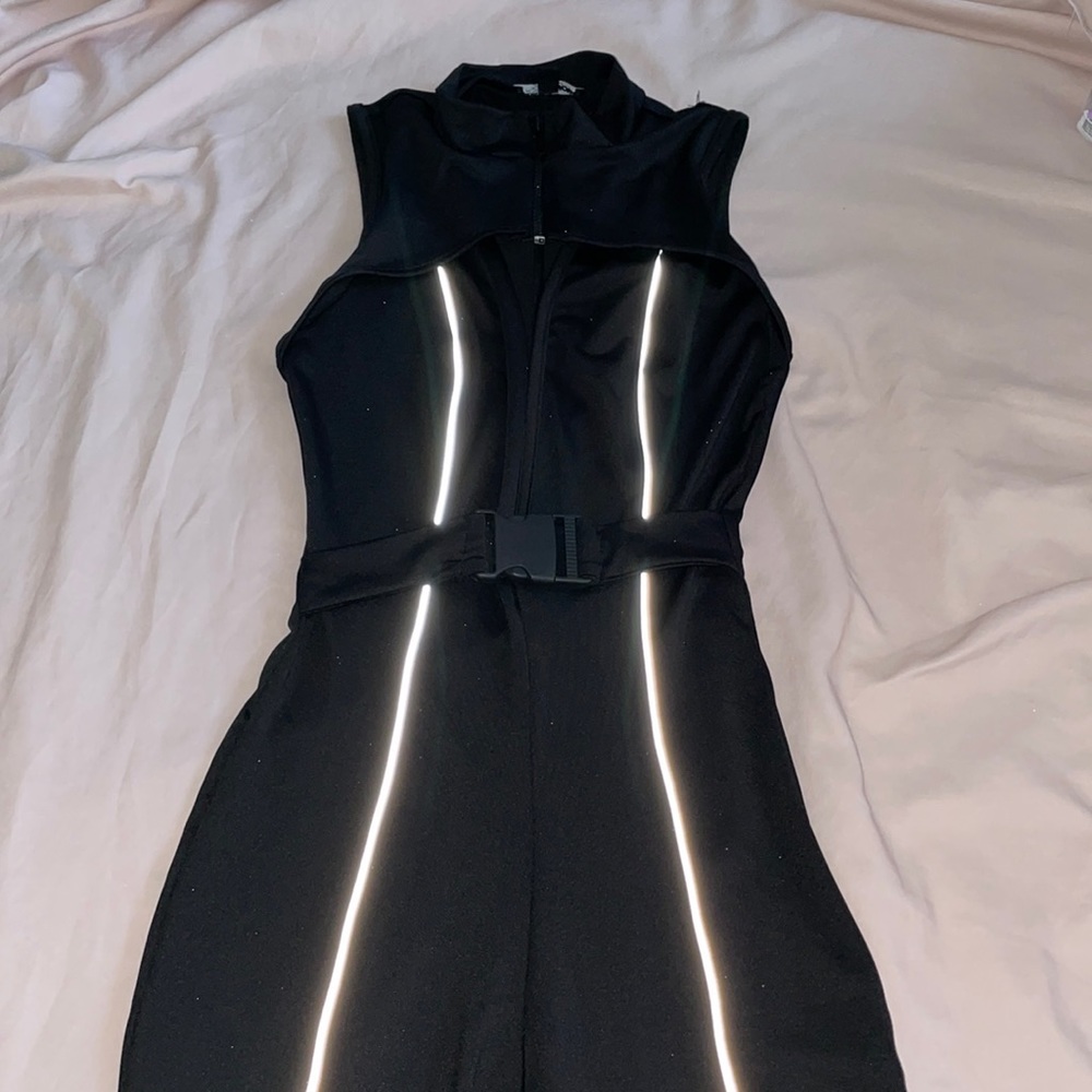 One piece black with reflector strips